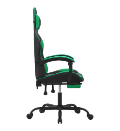 Chaise de jeu avec repose-pied Noir et vert Similicuir