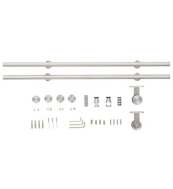 Kit fixation porte coulissante 183 cm Acier inoxydable Argenté