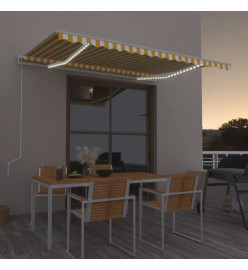 Auvent automatique capteur de vent/LED 450x300cm Jaune et blanc