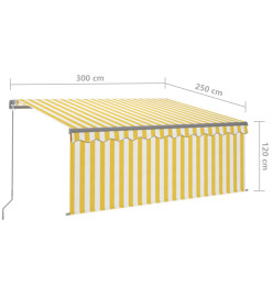 Auvent manuel rétractable avec store LED 3x2,5 m Jaune et blanc