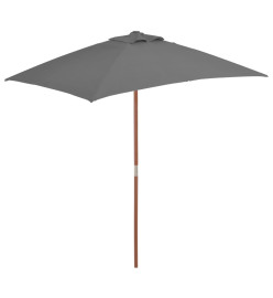 Parasol avec mât en bois 150 x 200 cm Anthracite