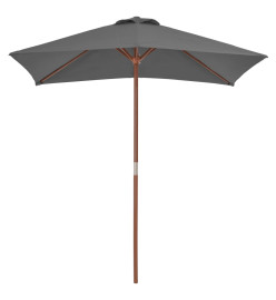 Parasol avec mât en bois 150 x 200 cm Anthracite