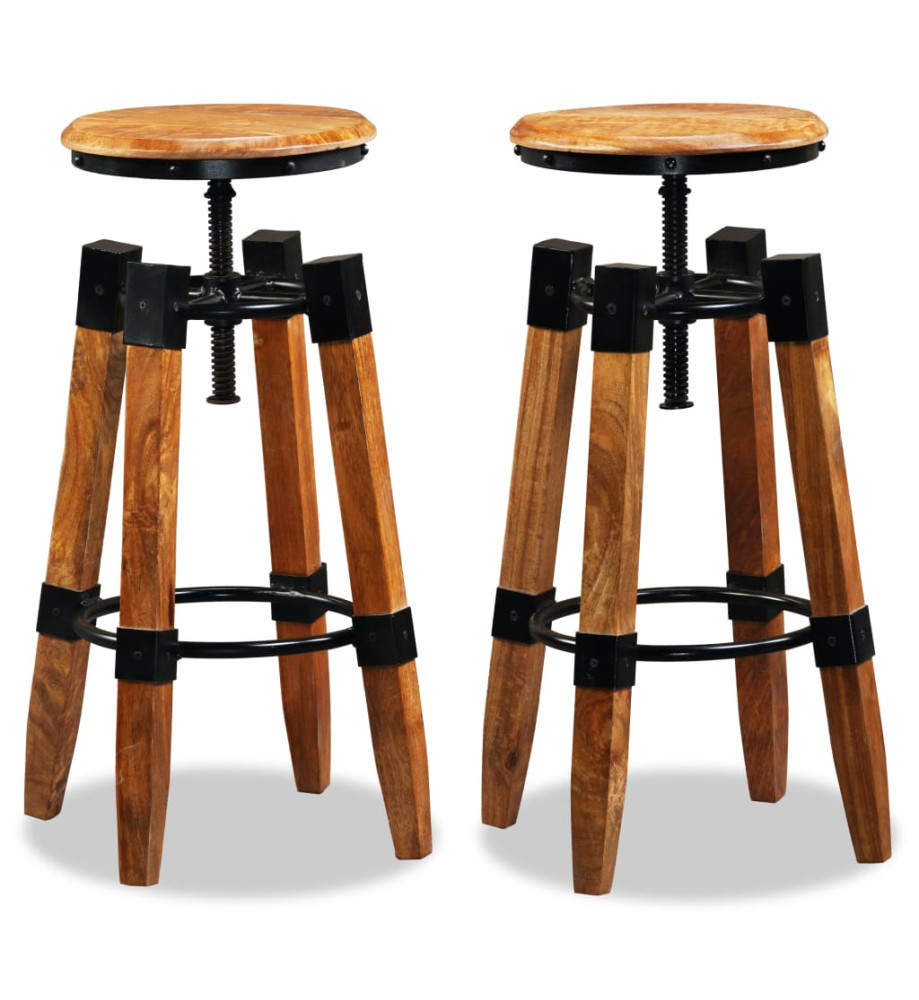 Tabourets de bar lot de 2 bois de manguier massif