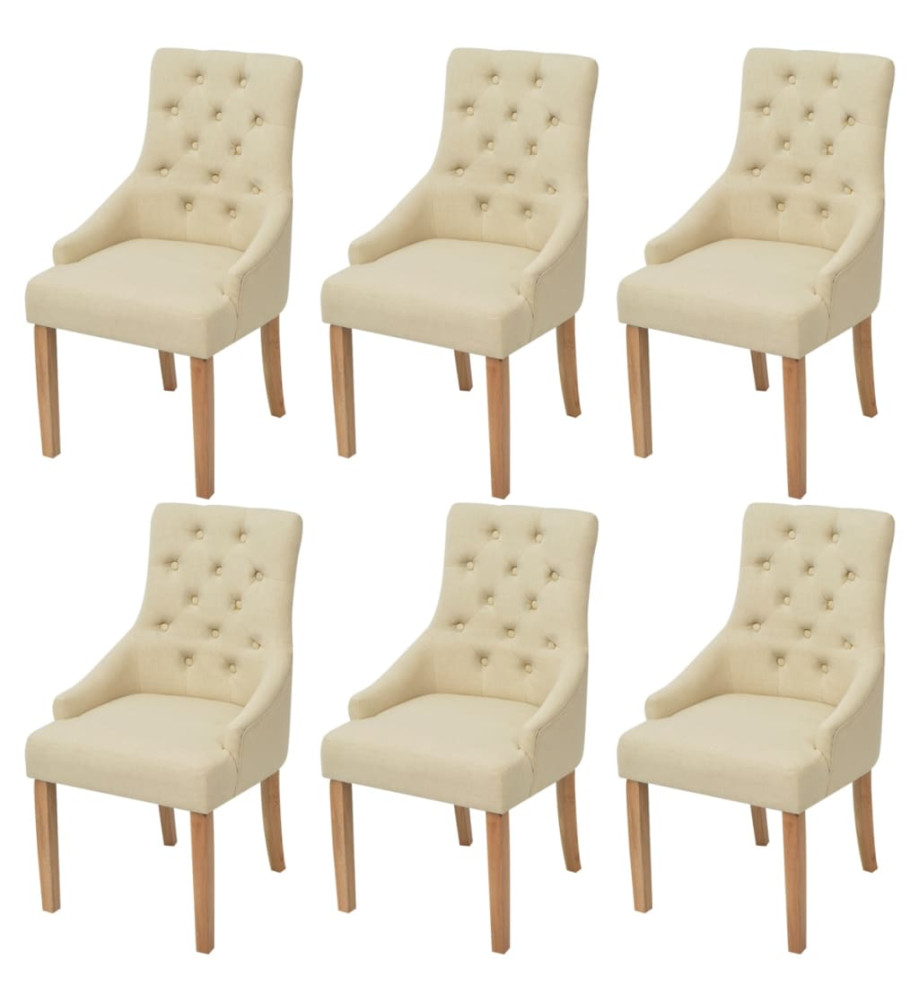 Chaises à manger lot de 6 crème tissu