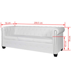 Canapé Chesterfield à 2 places et à 3 places blanc