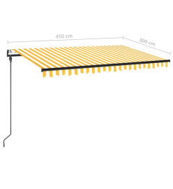 Auvent rétractable automatique 450x300 cm Jaune et blanc