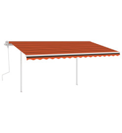 Auvent manuel rétractable avec poteaux 4x3 m Orange et marron