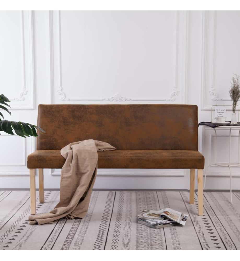 Banc 139,5 cm Marron Similicuir daim