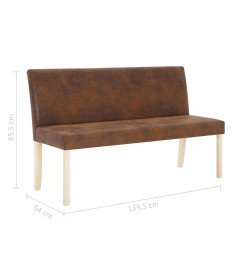 Banc 139,5 cm Marron Similicuir daim