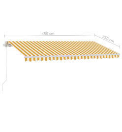 Auvent manuel rétractable sur pied 450x350 cm Jaune/Blanc