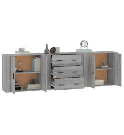 Buffets 3 pcs Sonoma gris Bois d'ingénierie