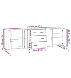 Buffets 3 pcs Sonoma gris Bois d'ingénierie