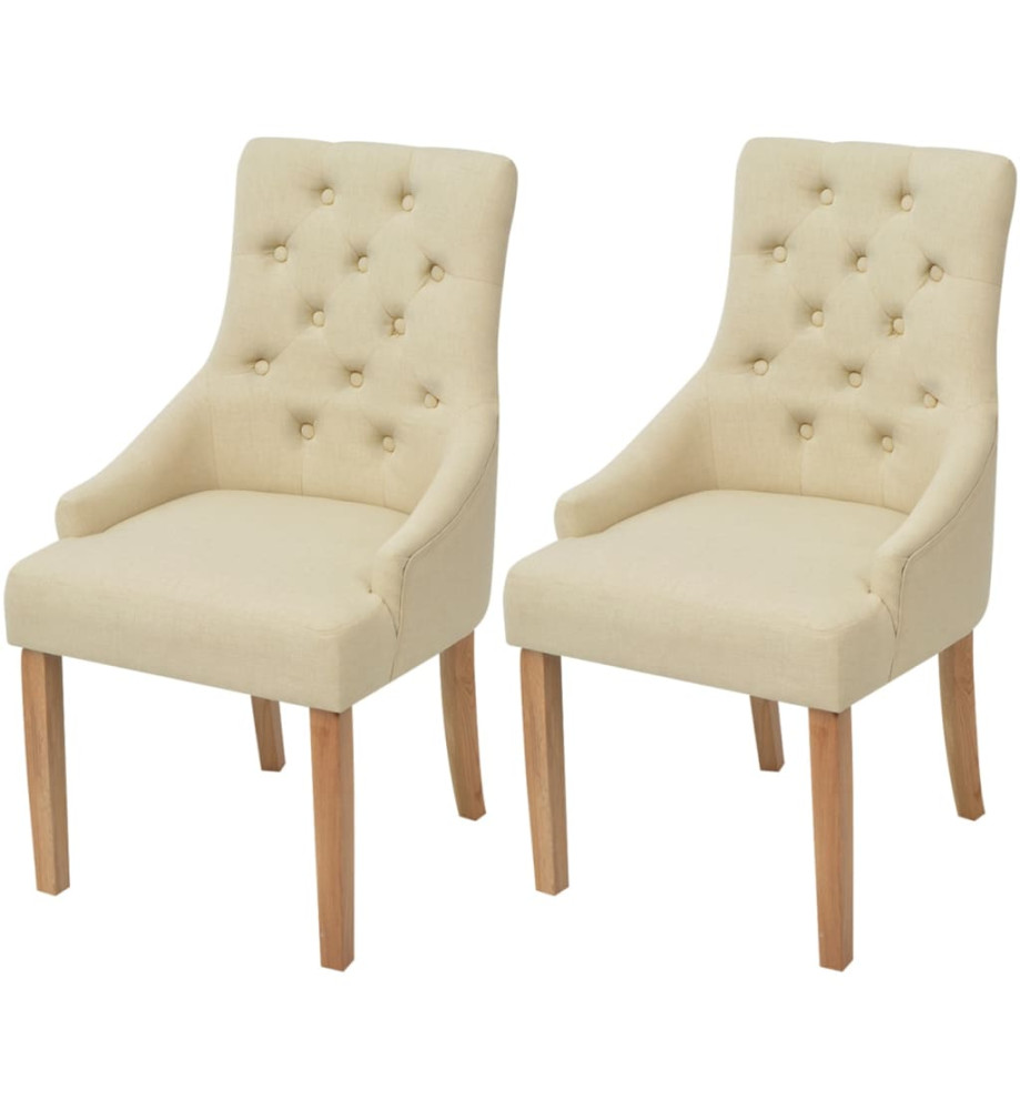 Chaises à manger lot de 2 crème tissu