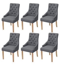 Chaises à manger lot de 6 gris foncé tissu