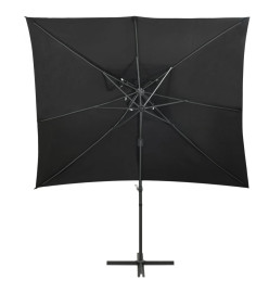 Parasol déporté à double toit Noir 250x250 cm