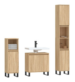 Ensemble d'armoires de salle de bain 3 pcs chêne sonoma