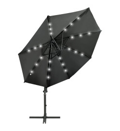 Parasol déporté avec mât et lumières LED Anthracite 300 cm