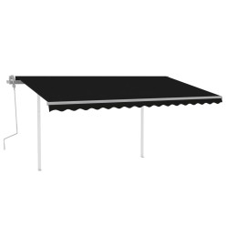 Auvent manuel rétractable avec poteaux 4x3,5 m Anthracite