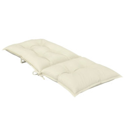 Coussins de chaise de jardin dossier haut lot de 4 crème tissu