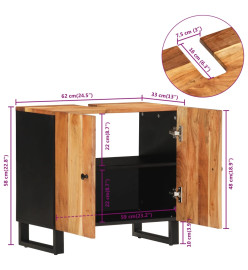 Meuble d'évier 62x33x58 cm bois d'acacia et d'ingénierie