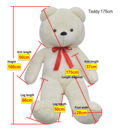 Ourson en peluche XXL Blanc 160 cm