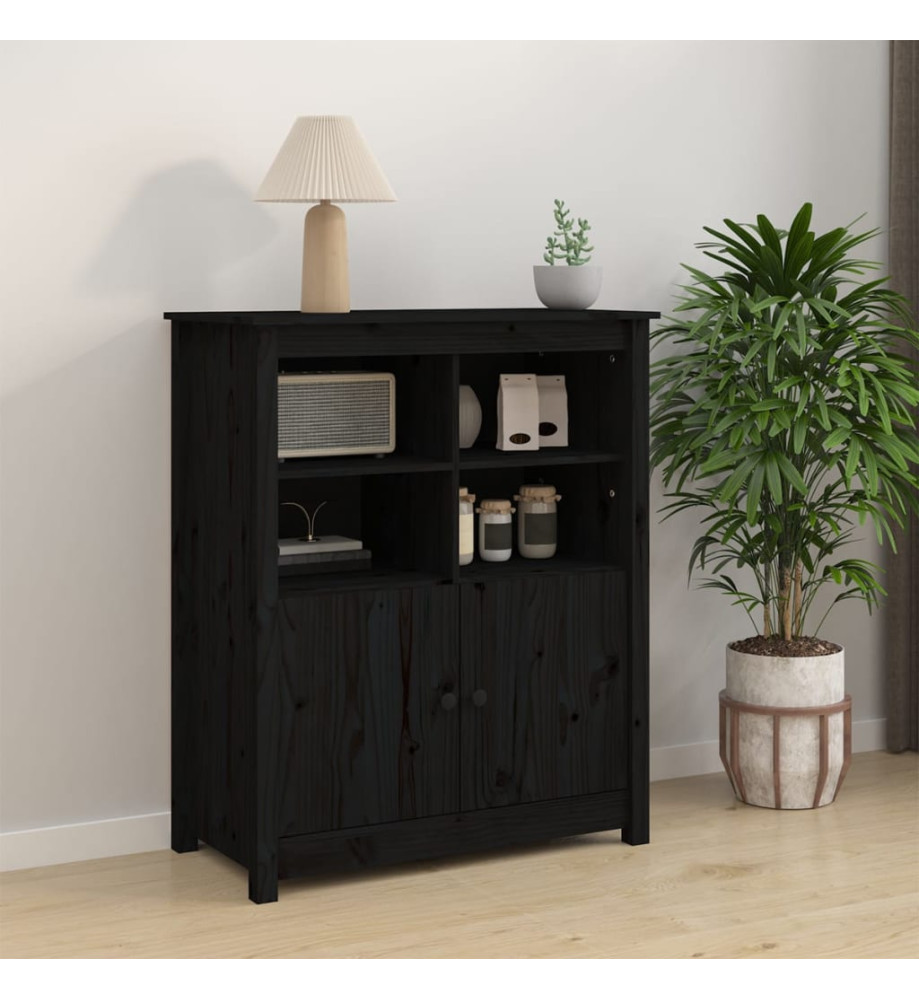 Buffet Noir 83x41,5x100 cm Bois massif de pin