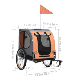 Remorque de vélo pour chiens Orange et gris