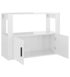 Buffet Blanc brillant 80x30x60 cm Bois d'ingénierie