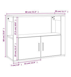 Buffet Blanc brillant 80x30x60 cm Bois d'ingénierie