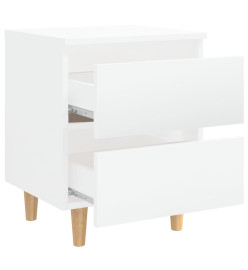 Table de chevet avec pieds en pin Blanc brillant 40x35x50 cm