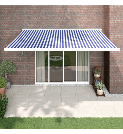 Auvent rétractable bleu et blanc 4x3 m tissu et aluminium