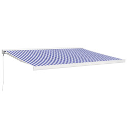 Auvent rétractable bleu et blanc 4x3 m tissu et aluminium