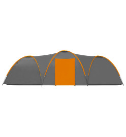 Tente igloo de camping 650x240x190cm 8 personnes Gris et orange