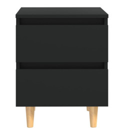 Tables de chevet avec pieds en pin 2 pcs Noir 40x35x50 cm