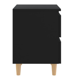 Tables de chevet avec pieds en pin 2 pcs Noir 40x35x50 cm