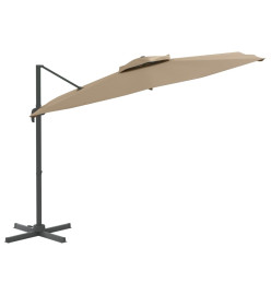 Parasol cantilever à double toit Taupe 300x300 cm