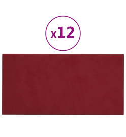 Panneaux muraux 12 pcs Rouge bordeaux 30x15 cm Velours 0,54 m²