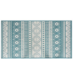 Tapis d'extérieur aqua et blanc 100x200 cm design réversible