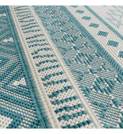 Tapis d'extérieur aqua et blanc 100x200 cm design réversible