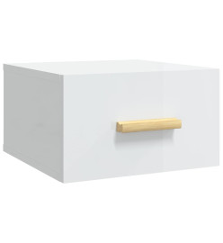 Table de chevet murale blanc brillant 35x35x20 cm