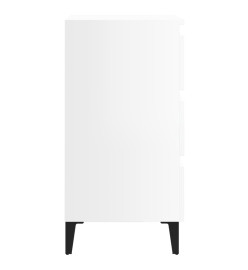 Tables de chevet pieds en métal 2 pcs Blanc brillant 40x35x69cm