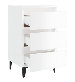 Tables de chevet pieds en métal 2 pcs Blanc brillant 40x35x69cm