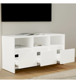 Meuble TV Blanc 102x37,5x52,5 cm Aggloméré