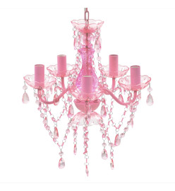 Lustre avec 5 ampoules Crystal rose