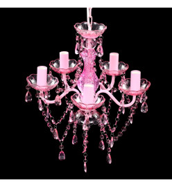 Lustre avec 5 ampoules Crystal rose