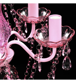 Lustre avec 5 ampoules Crystal rose