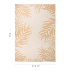 Tapis à tissage plat d'extérieur 140x200 cm Motif de feuille