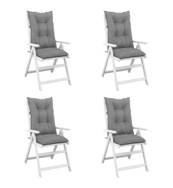 Coussins de chaise de jardin à dossier haut lot de 4 gris tissu