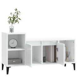 Meuble TV Blanc brillant 100x35x55 cm Bois d'ingénierie