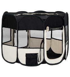 Parc pour chiens pliable avec sac de transport Noir 90x90x58 cm